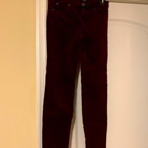 KUT Diana Stretch Corduroy Burgundy Skinny Pants